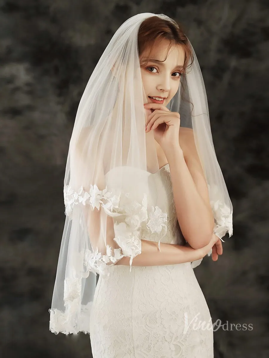 Roycebridal Fingertip Length Blusher Veil Viniodress