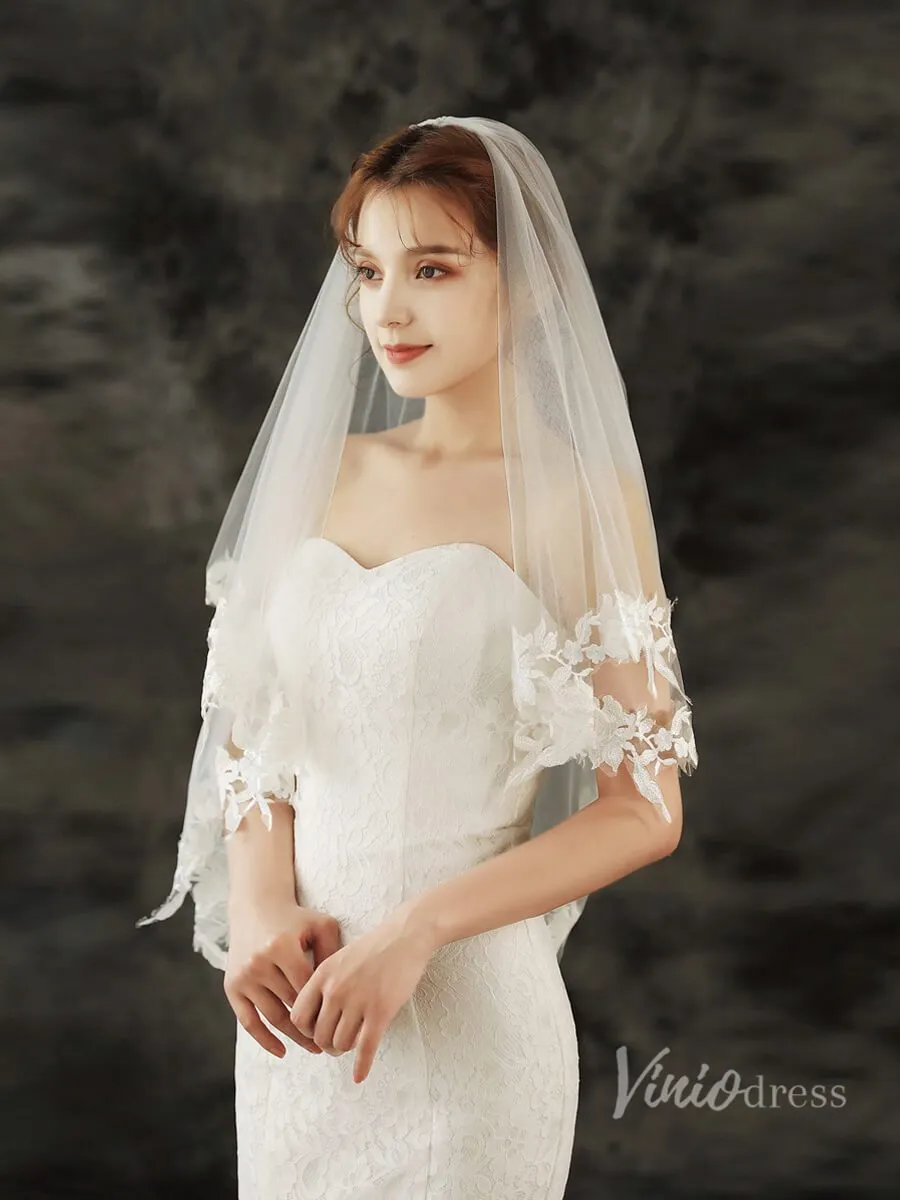 Roycebridal Fingertip Length Blusher Veil Viniodress