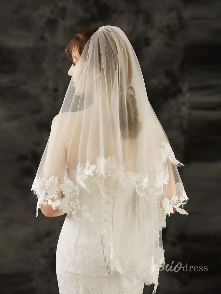 Roycebridal Fingertip Length Blusher Veil Viniodress