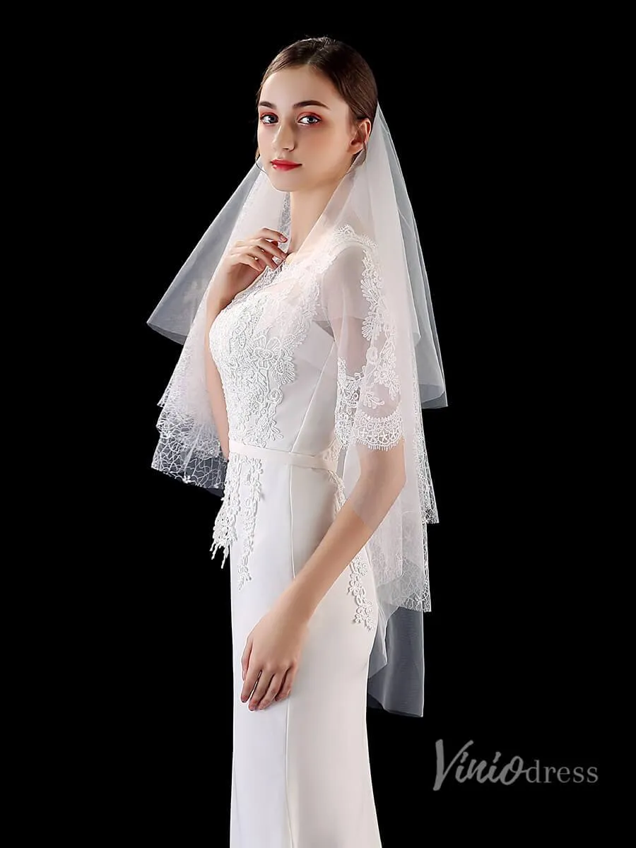 Roycebridal Fingertip Length Tulle Bridal Veil Viniodress TS1903