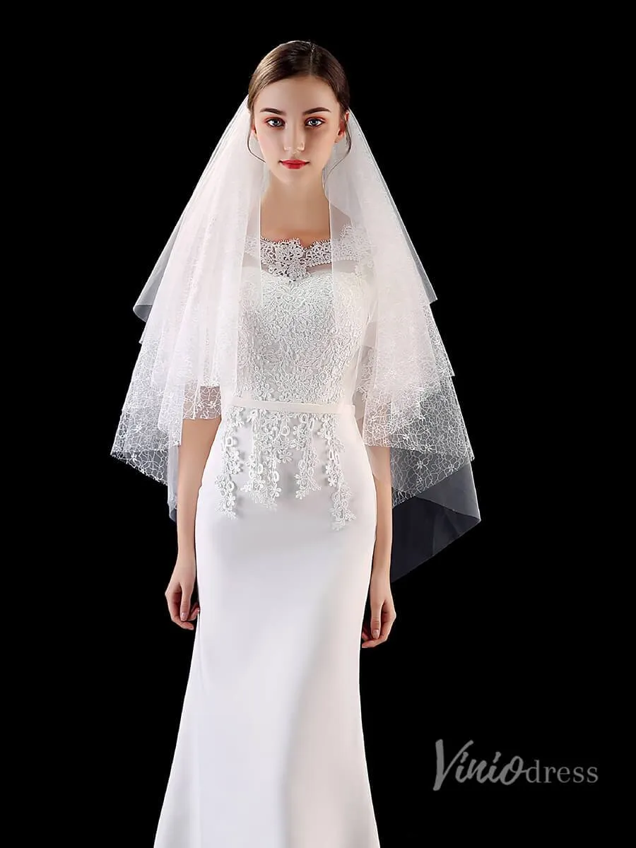 Roycebridal Fingertip Length Tulle Bridal Veil Viniodress TS1903