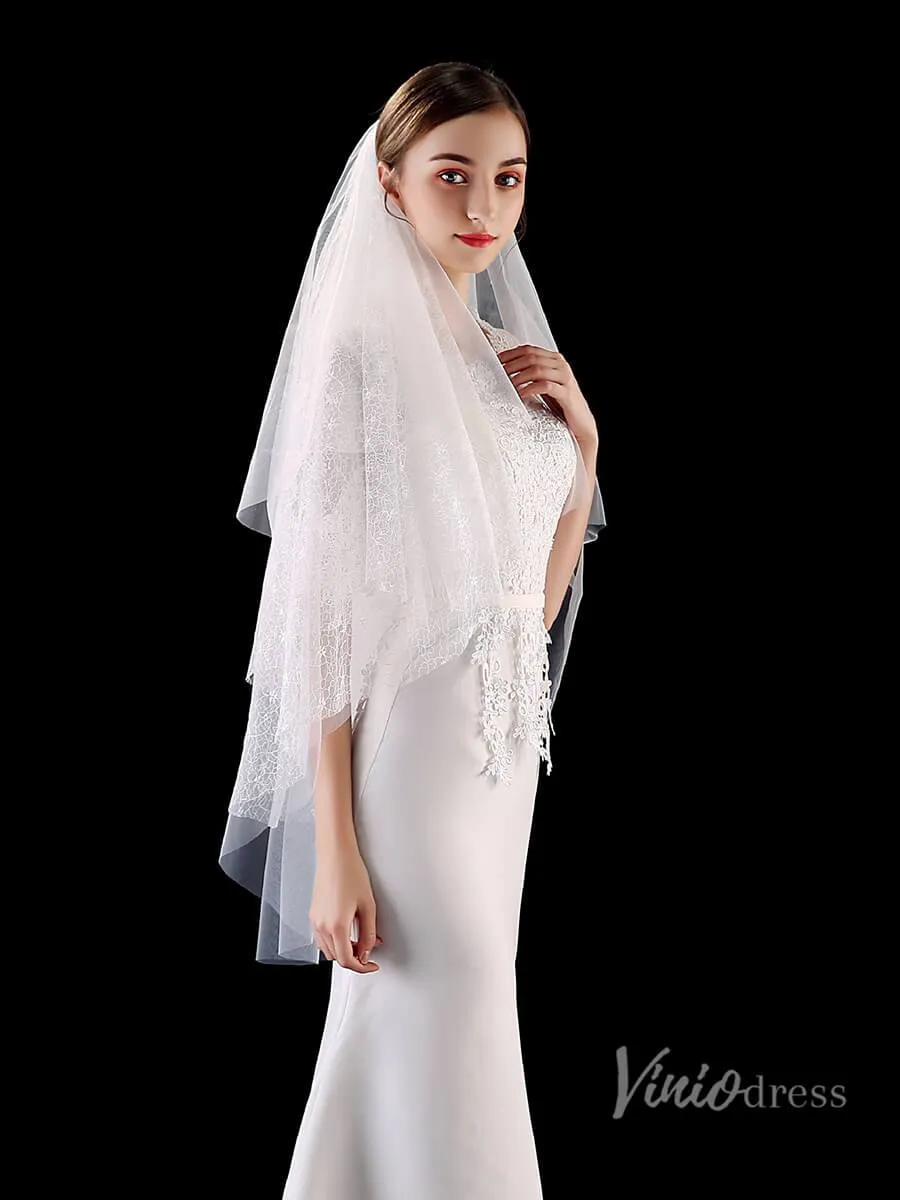 Roycebridal Fingertip Length Tulle Bridal Veil Viniodress TS1903