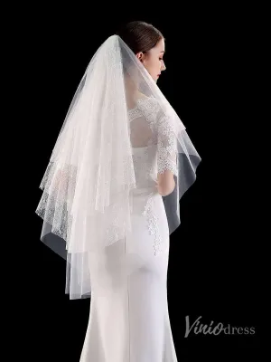 Roycebridal Fingertip Length Tulle Bridal Veil Viniodress TS1903