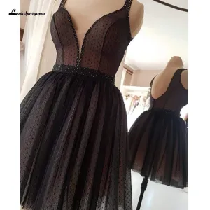 Roycebridal Gothic Black Short Wedding Dresses for Bride