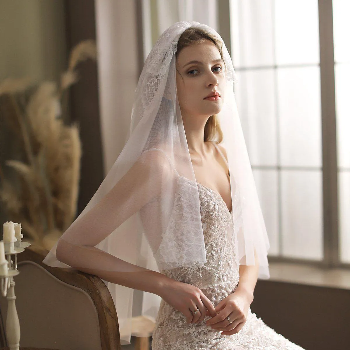 Roycebridal Hip Length Bridal Veil VINIODRESS
