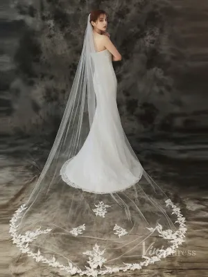 Roycebridal Lace Appliqued 1 Tier Cathedral Veil Viniodress TS1911