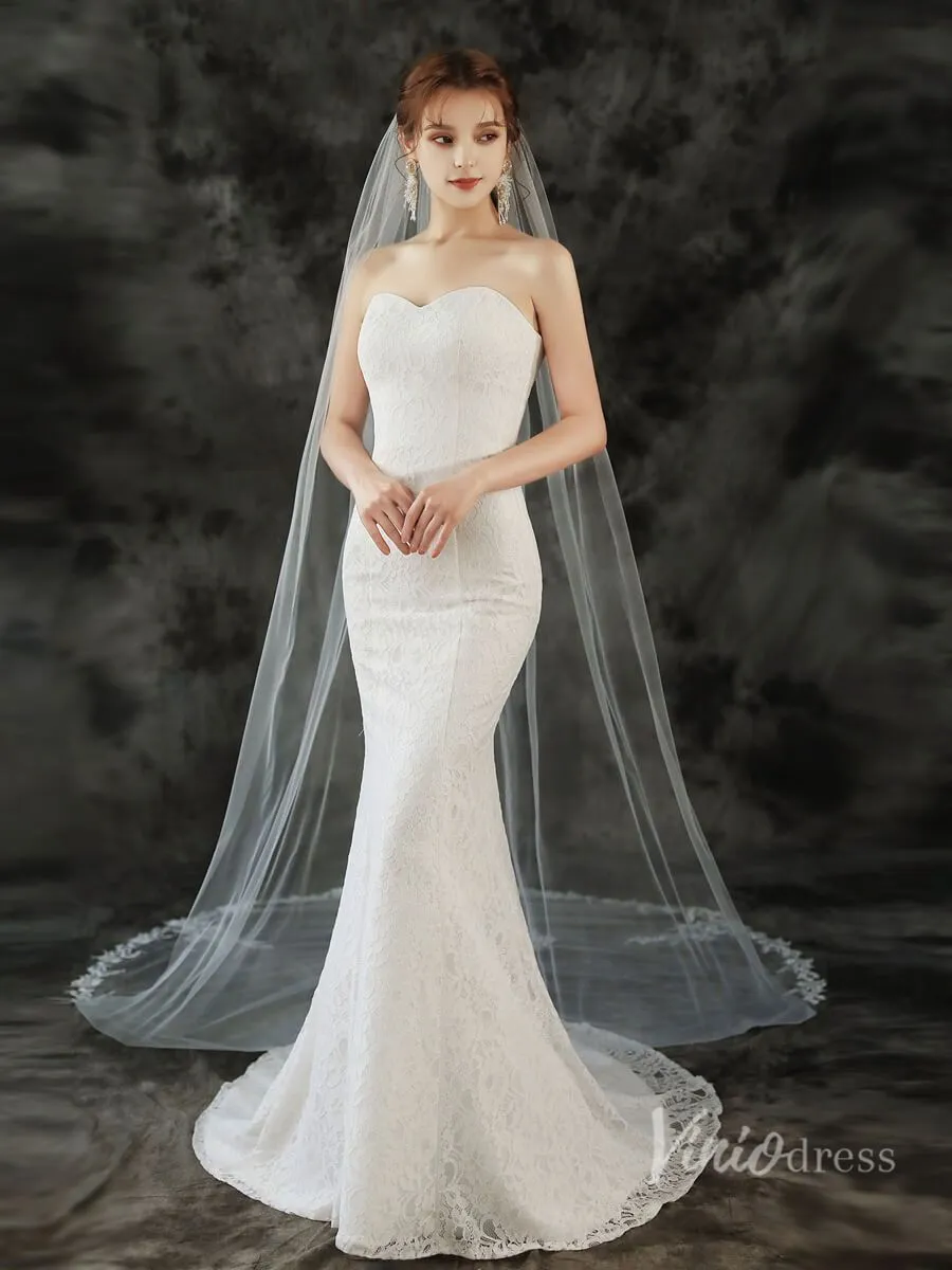 Roycebridal Lace Appliqued 1 Tier Cathedral Veil Viniodress TS1911
