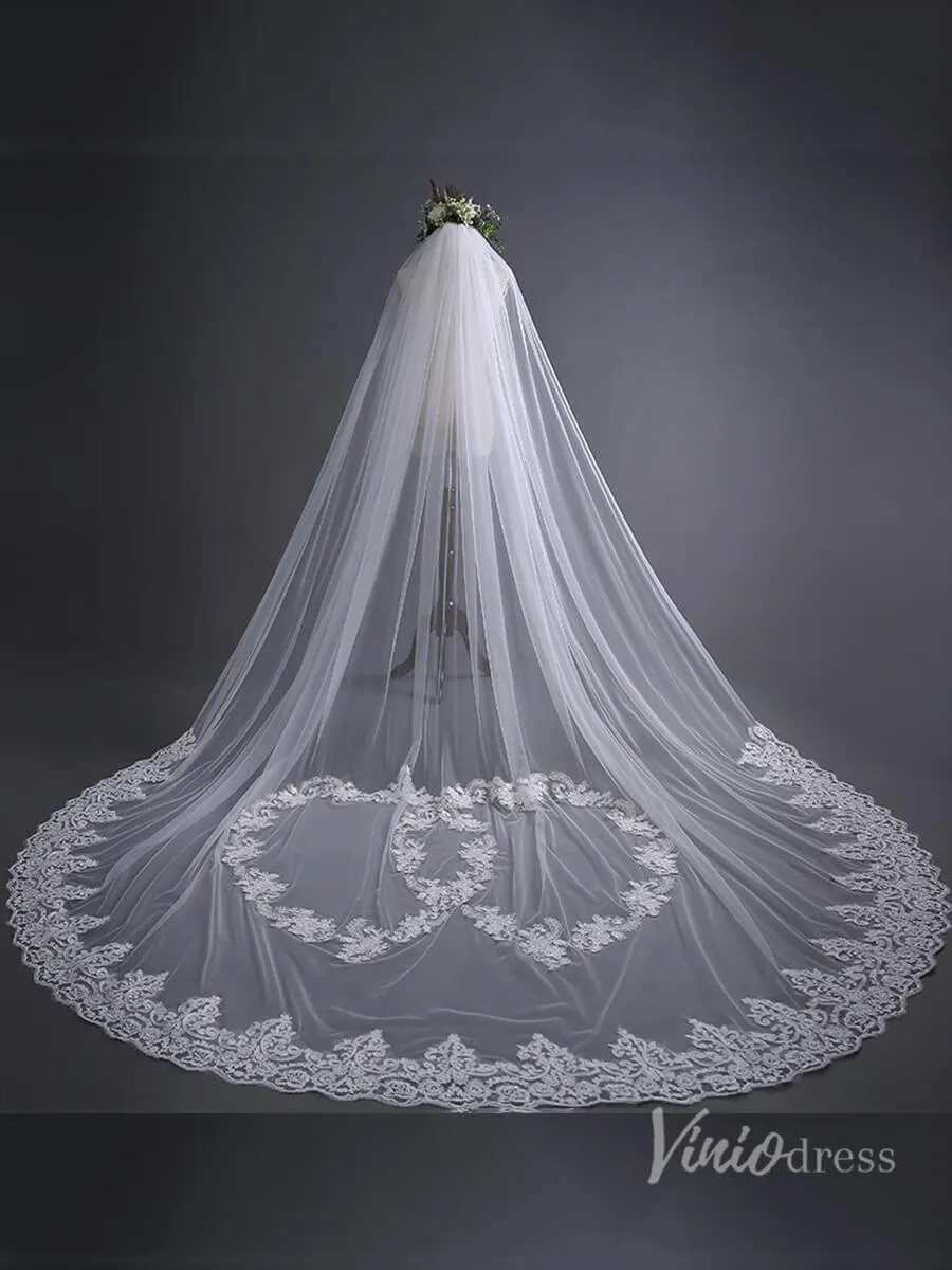 Roycebridal Lace Appliqued Cathedral Veil Viniodress TS17139