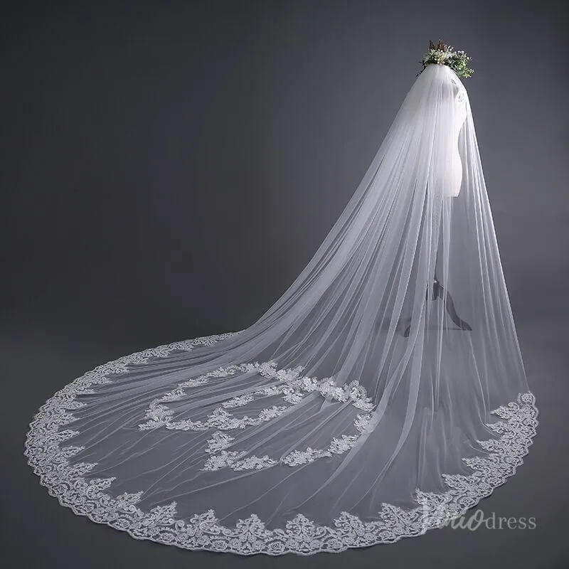 Roycebridal Lace Appliqued Cathedral Veil Viniodress TS17139