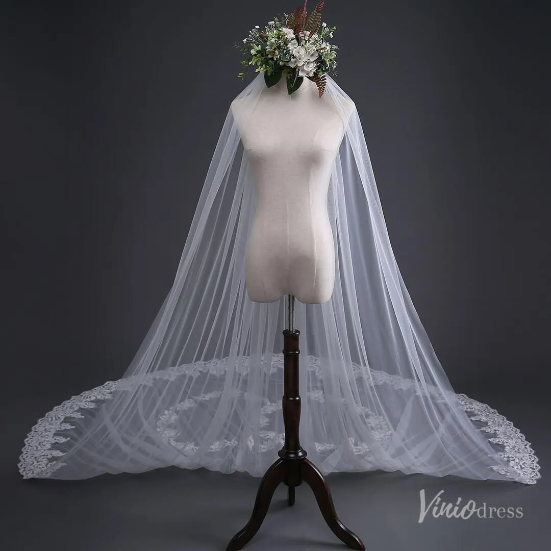 Roycebridal Lace Appliqued Cathedral Veil Viniodress TS17139