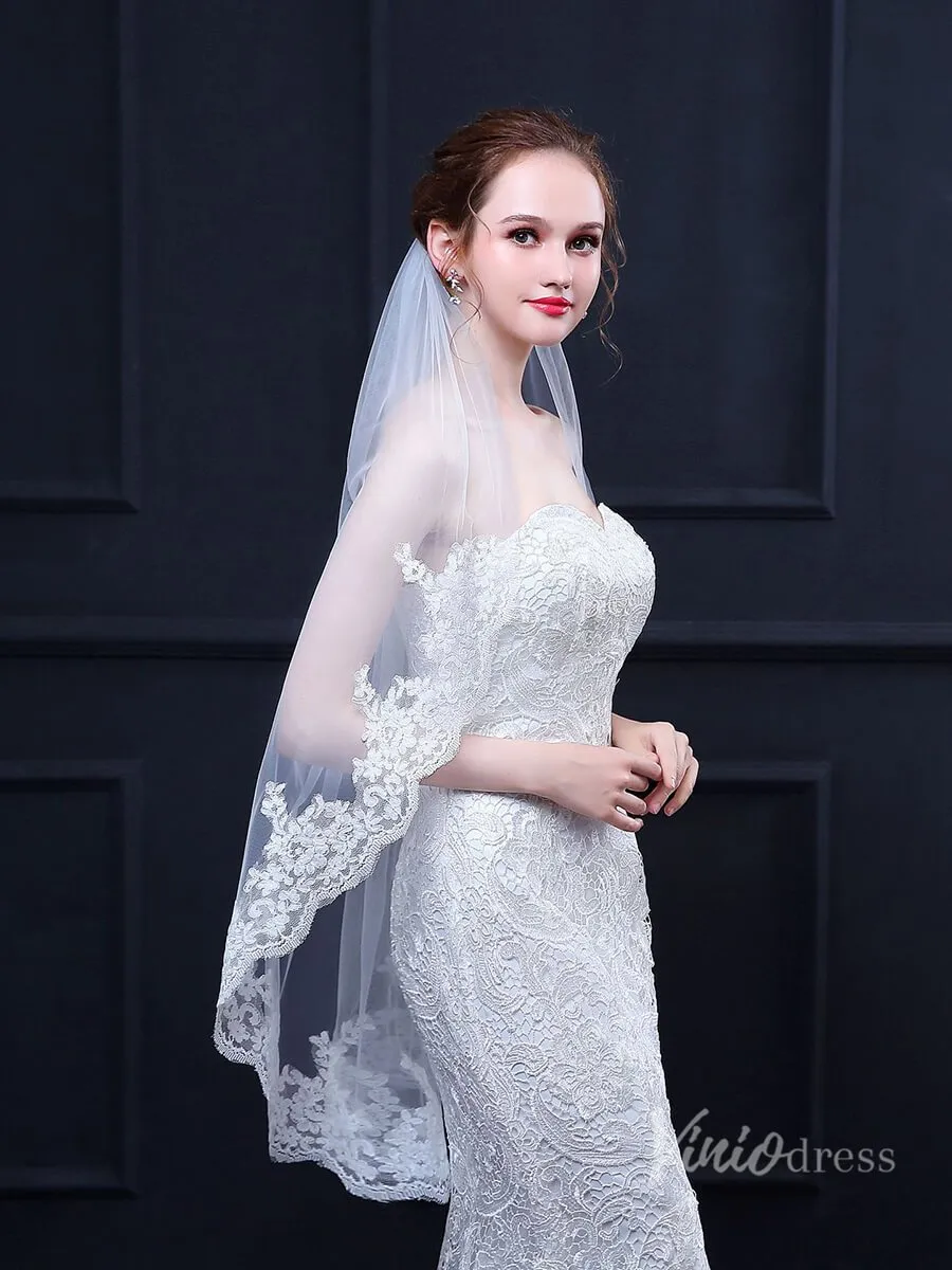 Roycebridal Lace Appliqued Short Veil Viniodress TS18020