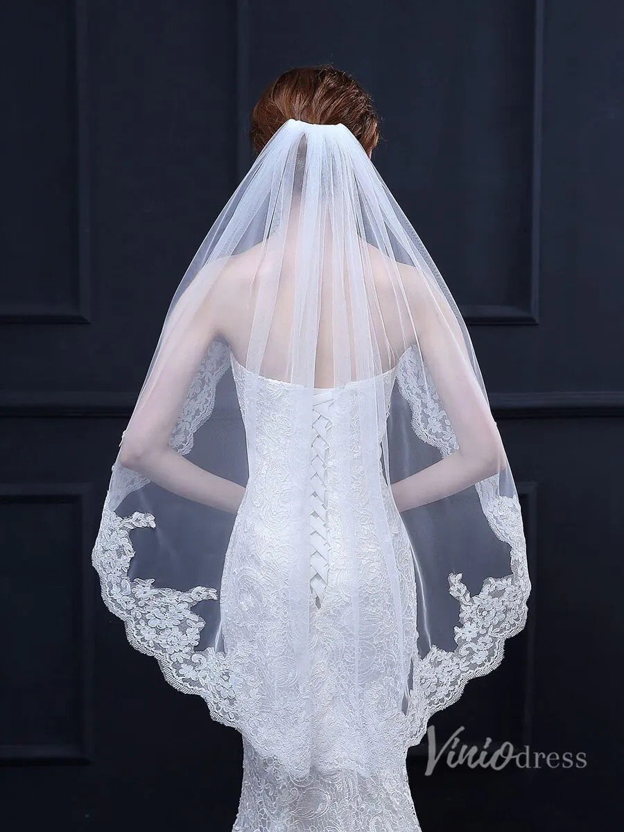 Roycebridal Lace Appliqued Short Veil Viniodress TS18020