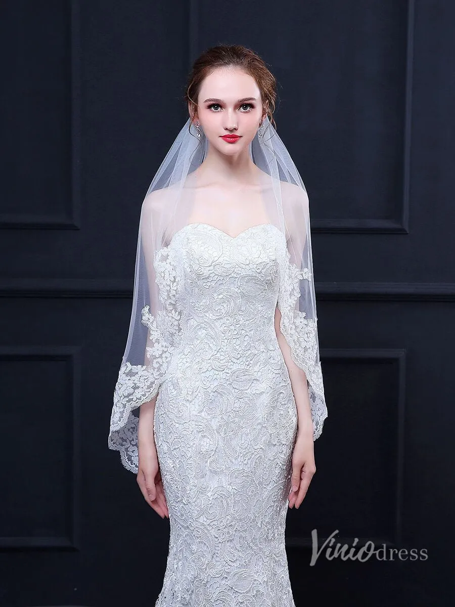 Roycebridal Lace Appliqued Short Veil Viniodress TS18020