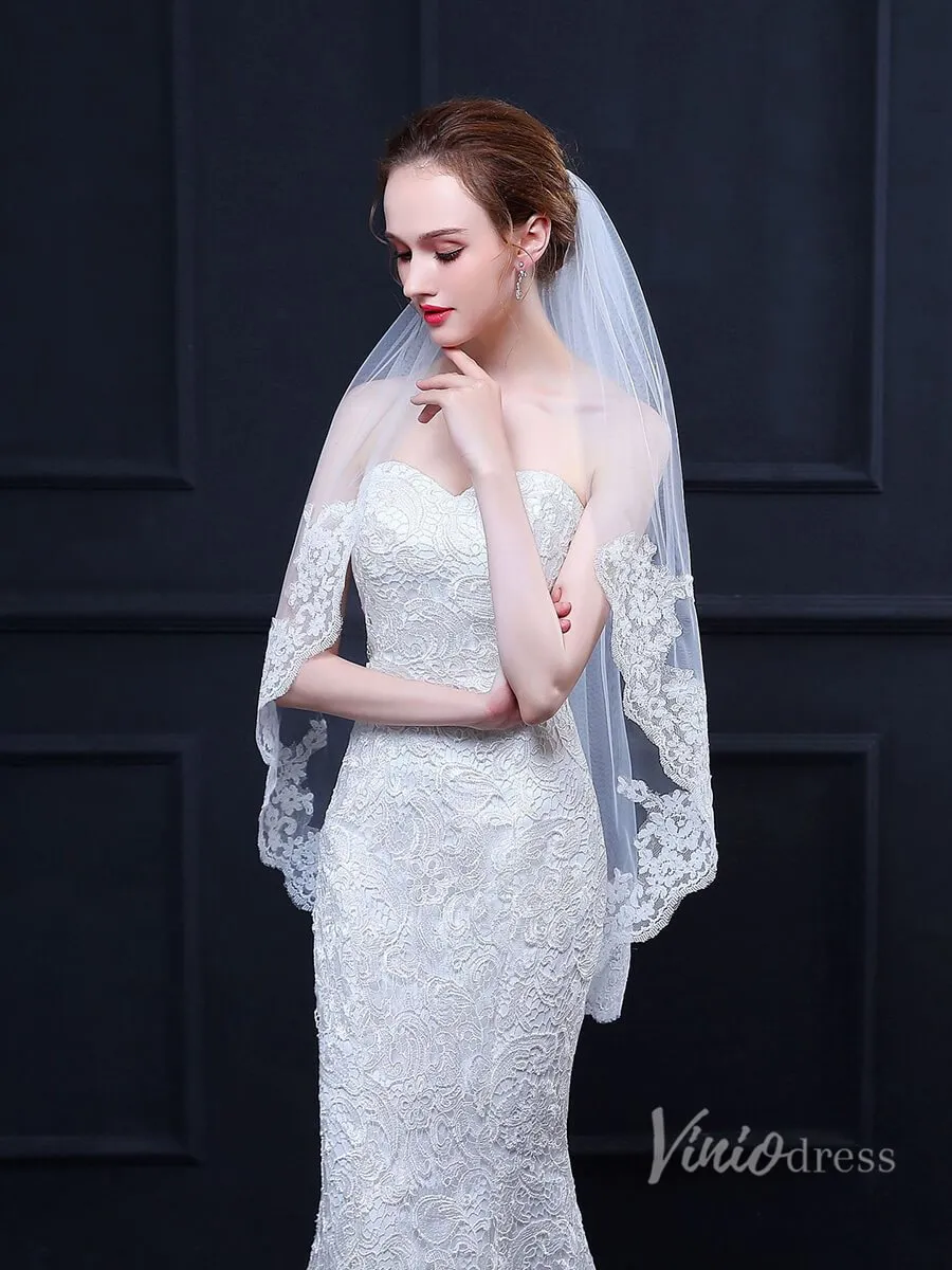 Roycebridal Lace Appliqued Short Veil Viniodress TS18020