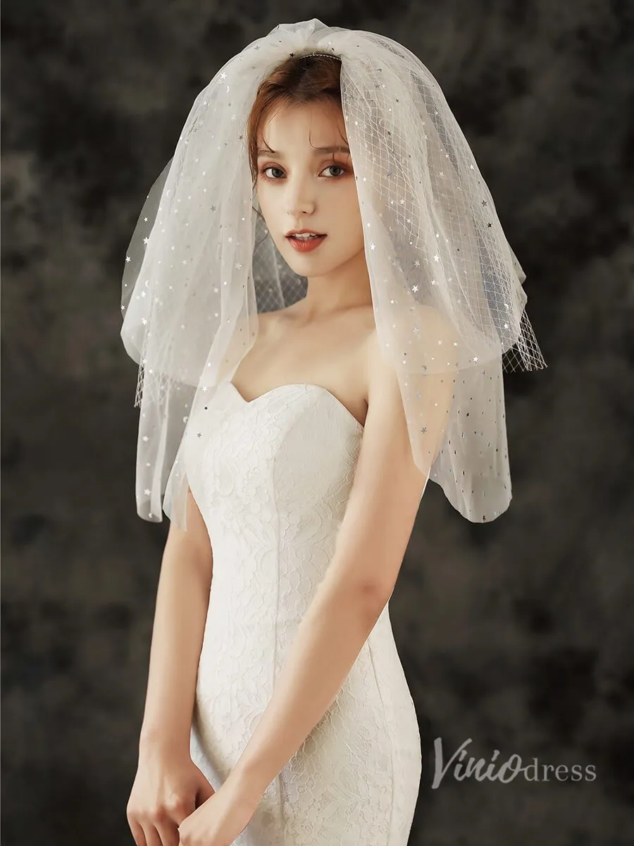 Roycebridal Starry Elbow Length Bridal Veil Viniodress TS1923