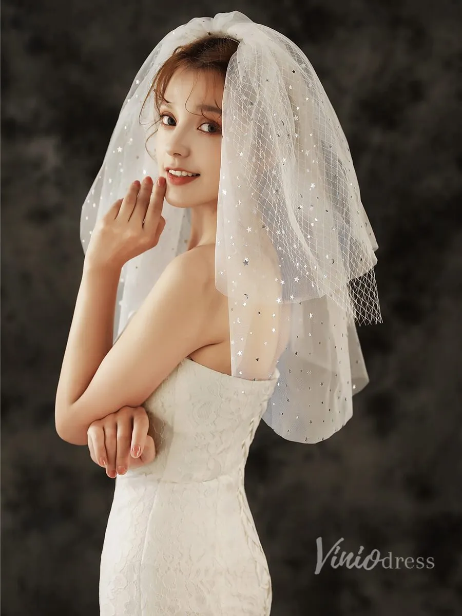Roycebridal Starry Elbow Length Bridal Veil Viniodress TS1923