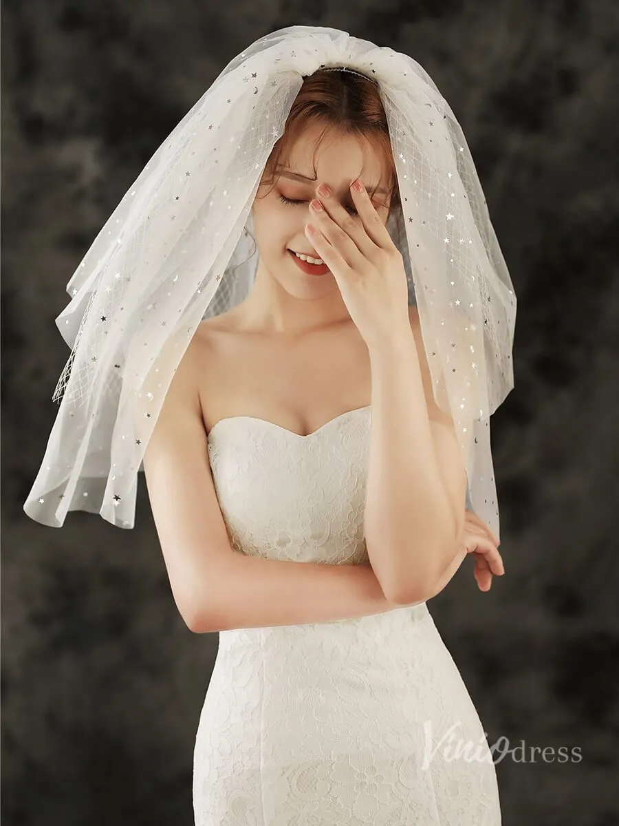 Roycebridal Starry Elbow Length Bridal Veil Viniodress TS1923