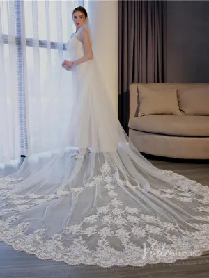 Roycebridal Vinatage Lace Appliqued Cathedral Veil Viniodress TS17153