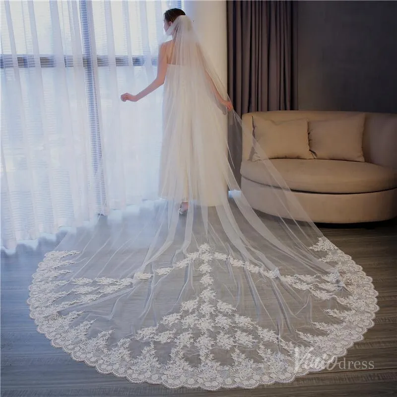 Roycebridal Vinatage Lace Appliqued Cathedral Veil Viniodress TS17153