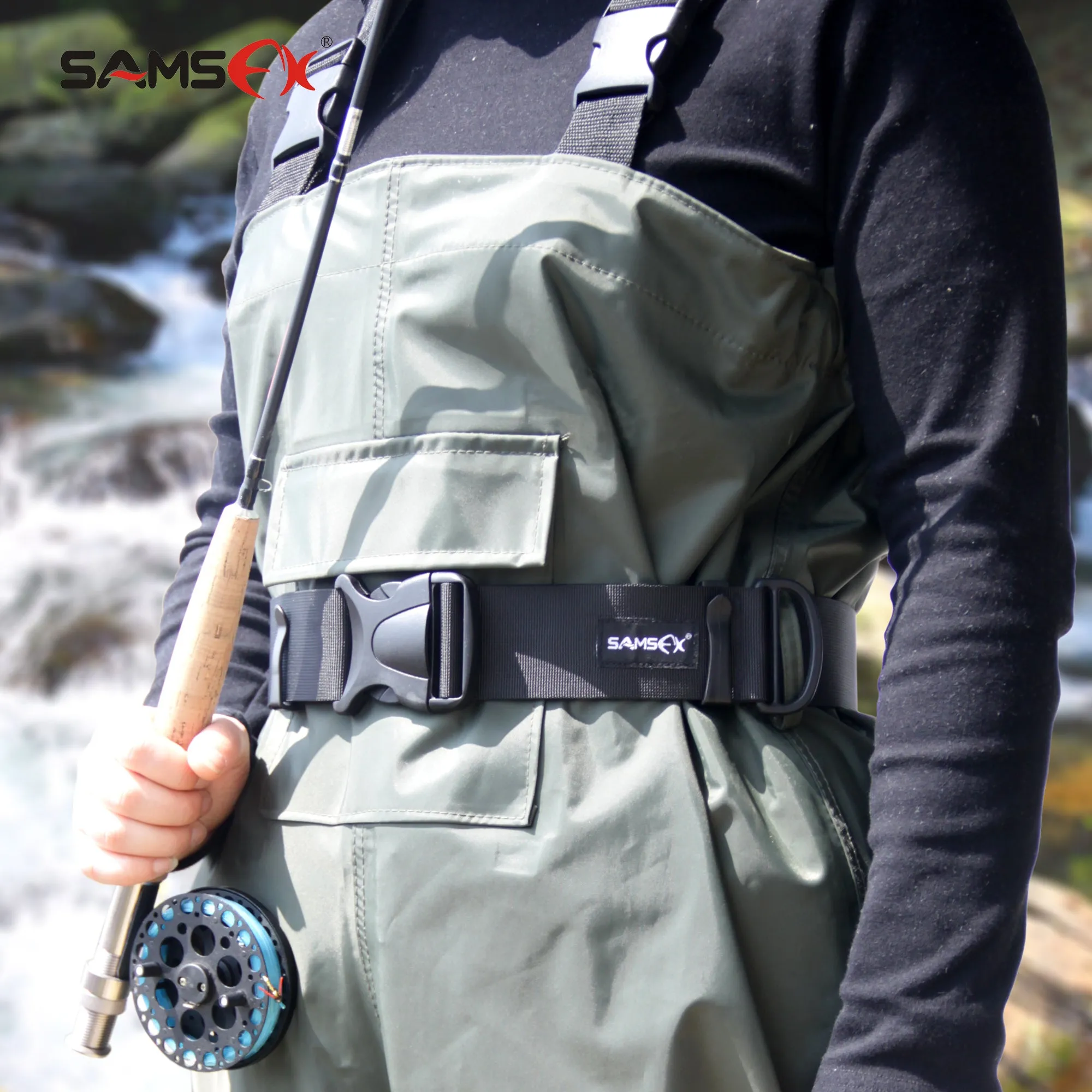 SAMSFX Adjustable Fishing Wader Belt Wading Belts Straps for Surf Casting Kayak Fishing Accessories
