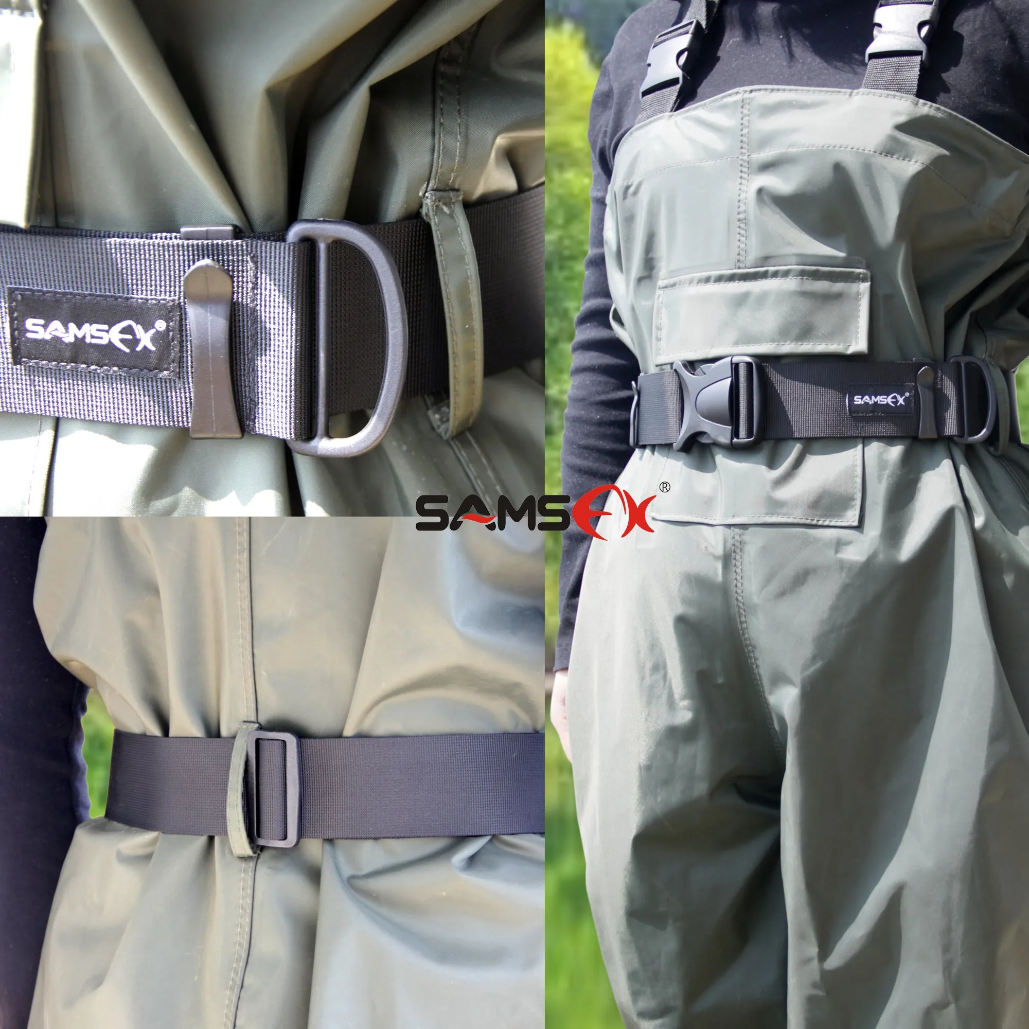 SAMSFX Adjustable Fishing Wader Belt Wading Belts Straps for Surf Casting Kayak Fishing Accessories