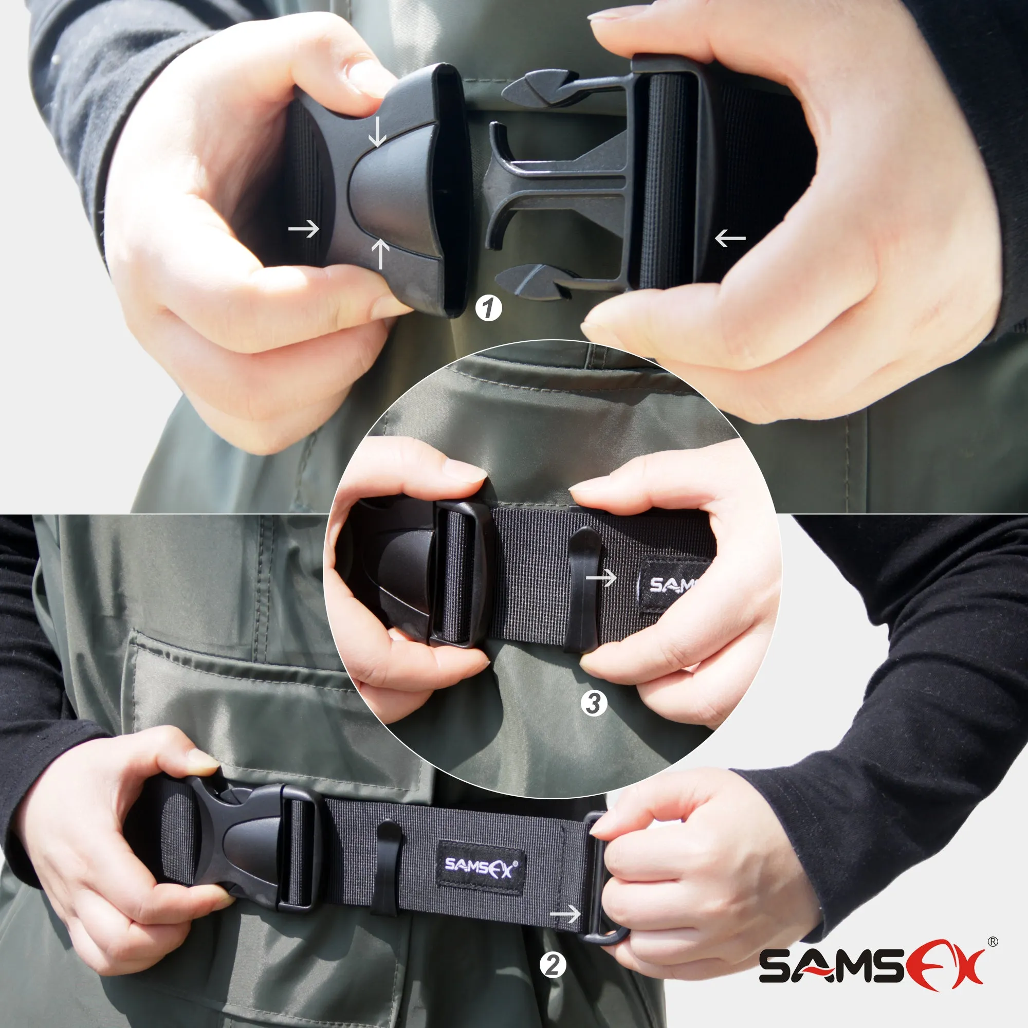 SAMSFX Adjustable Fishing Wader Belt Wading Belts Straps for Surf Casting Kayak Fishing Accessories