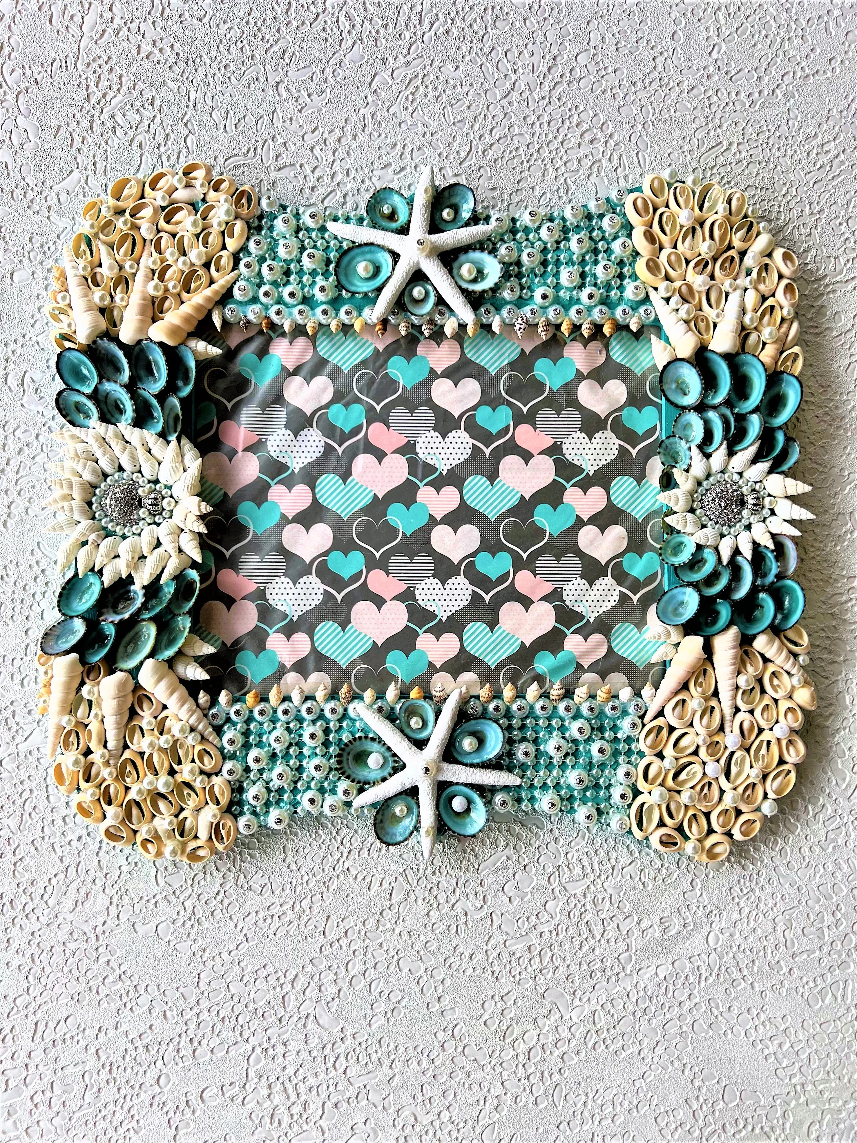 Sea Shell Picture Frame/Art, Wall Art, 15"L x 14"W  8x10 Photo