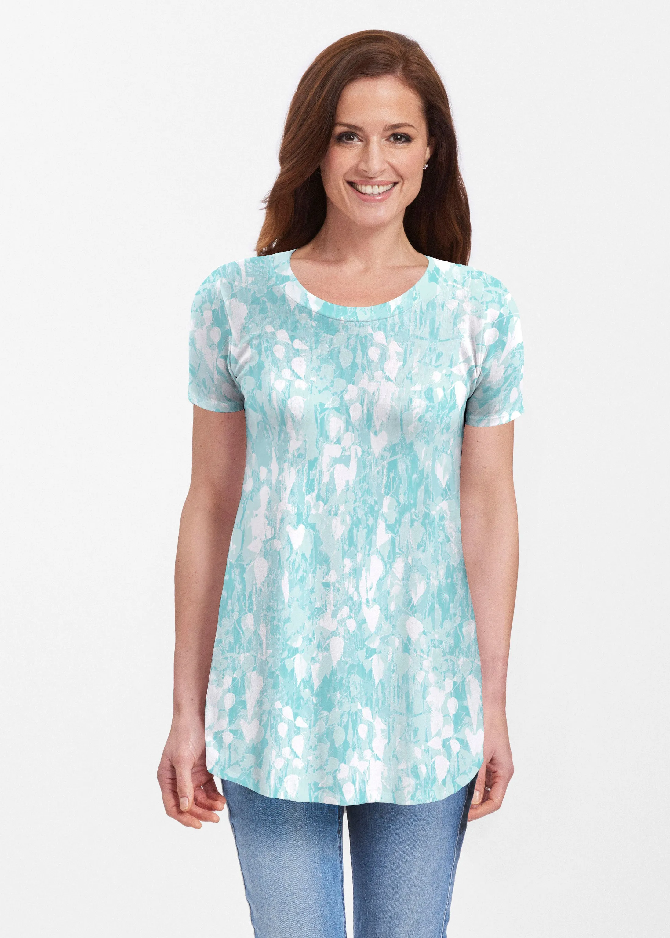 Shadow Aqua (7914) ~ Short Sleeve Butterknit tunic