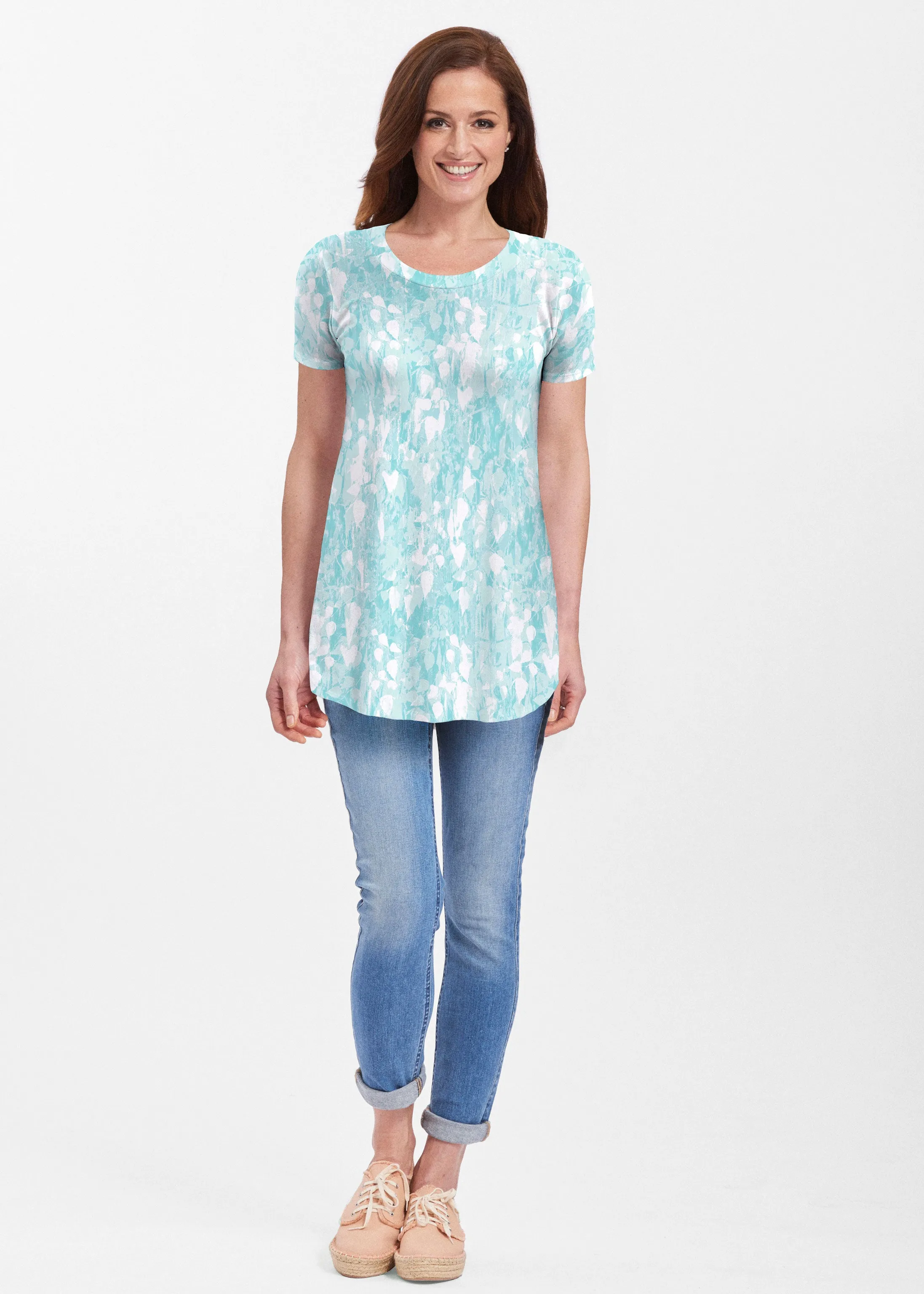 Shadow Aqua (7914) ~ Short Sleeve Butterknit tunic
