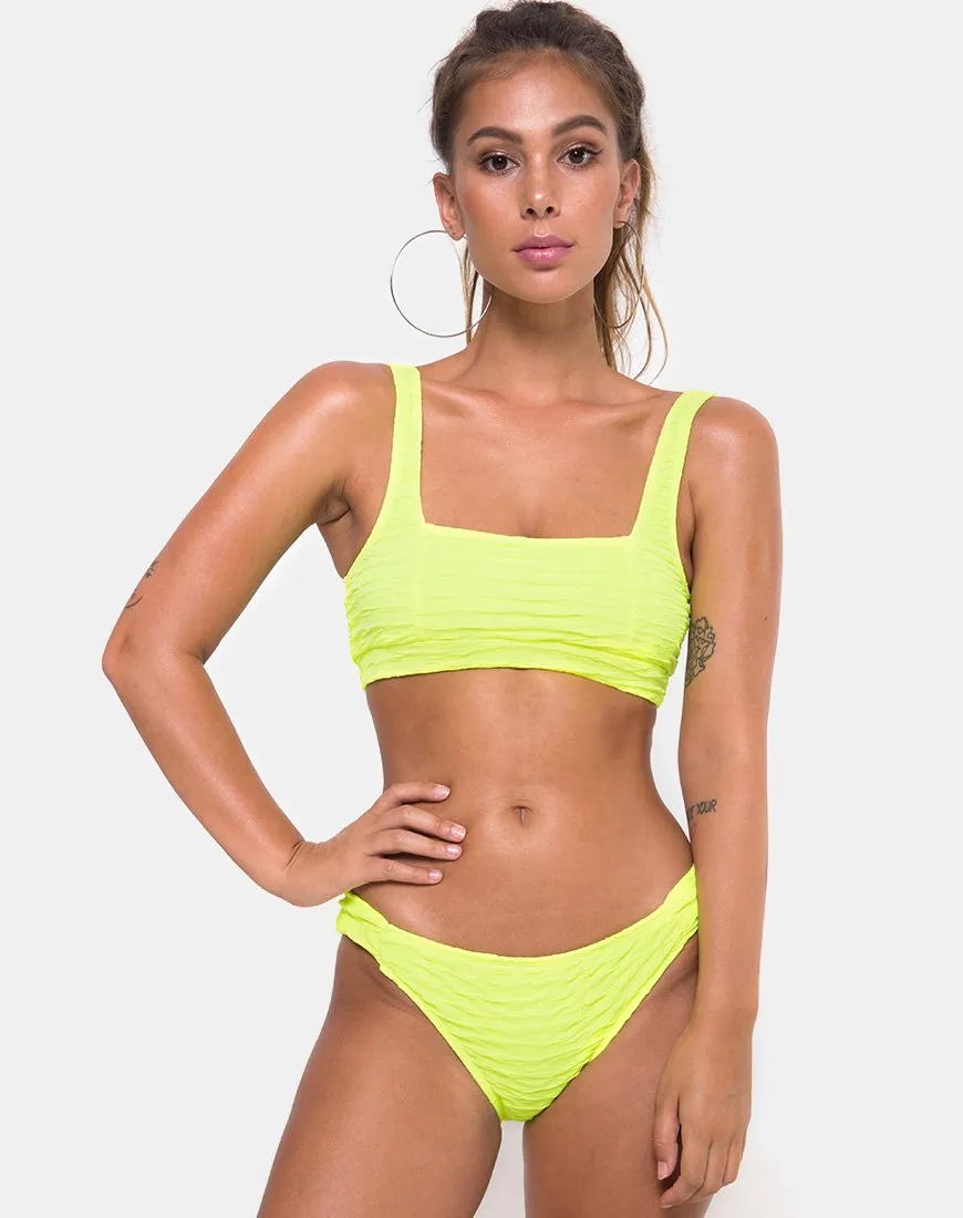 Shani Bikini Bottom in 80's Crinkle Sour Lime