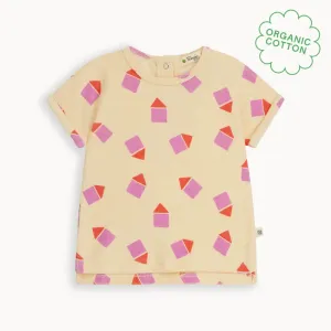 Shell - Pink Beach Hut Towelling T-Shirt