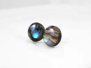 Shell Stud Earrings, seashell stud, small round stud, paua shell earring, blue green shell, seashell earring, hypoallergenic earring, beach
