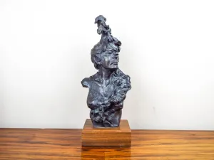 Signed Bronze Female Bust Sculpture by  Peter M Fillerup
