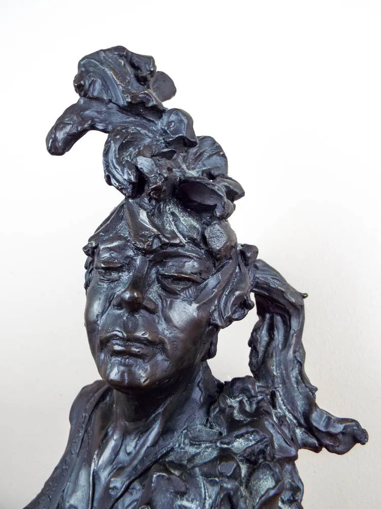 Signed Bronze Female Bust Sculpture by  Peter M Fillerup