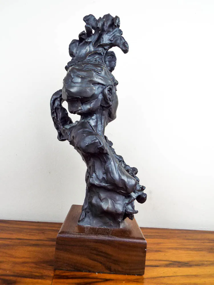 Signed Bronze Female Bust Sculpture by  Peter M Fillerup