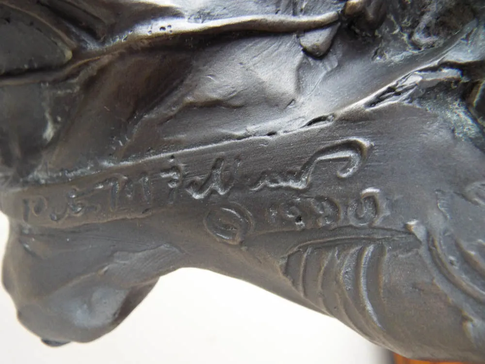 Signed Bronze Female Bust Sculpture by  Peter M Fillerup
