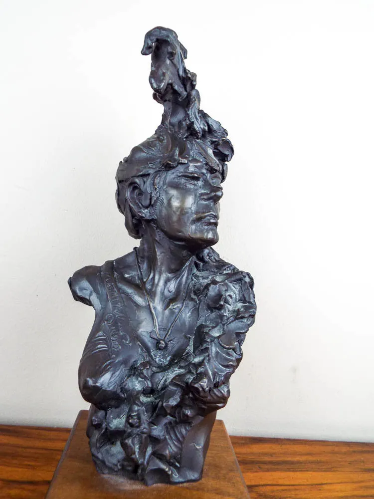 Signed Bronze Female Bust Sculpture by  Peter M Fillerup