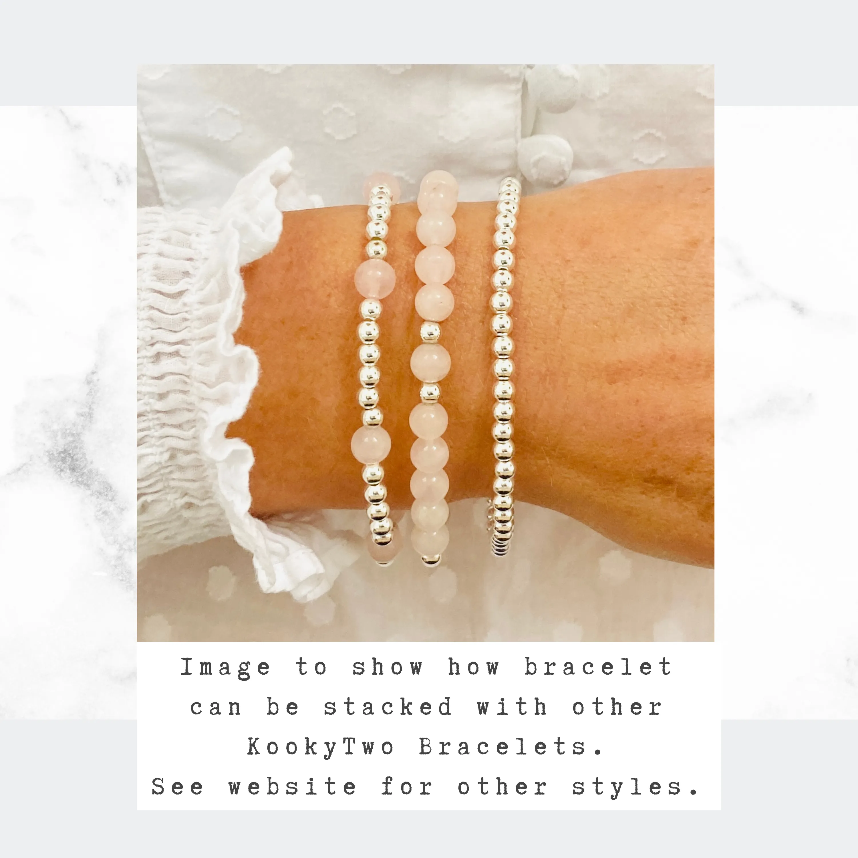 Silver Bead and Rose Quartz Gemstone Bracelet