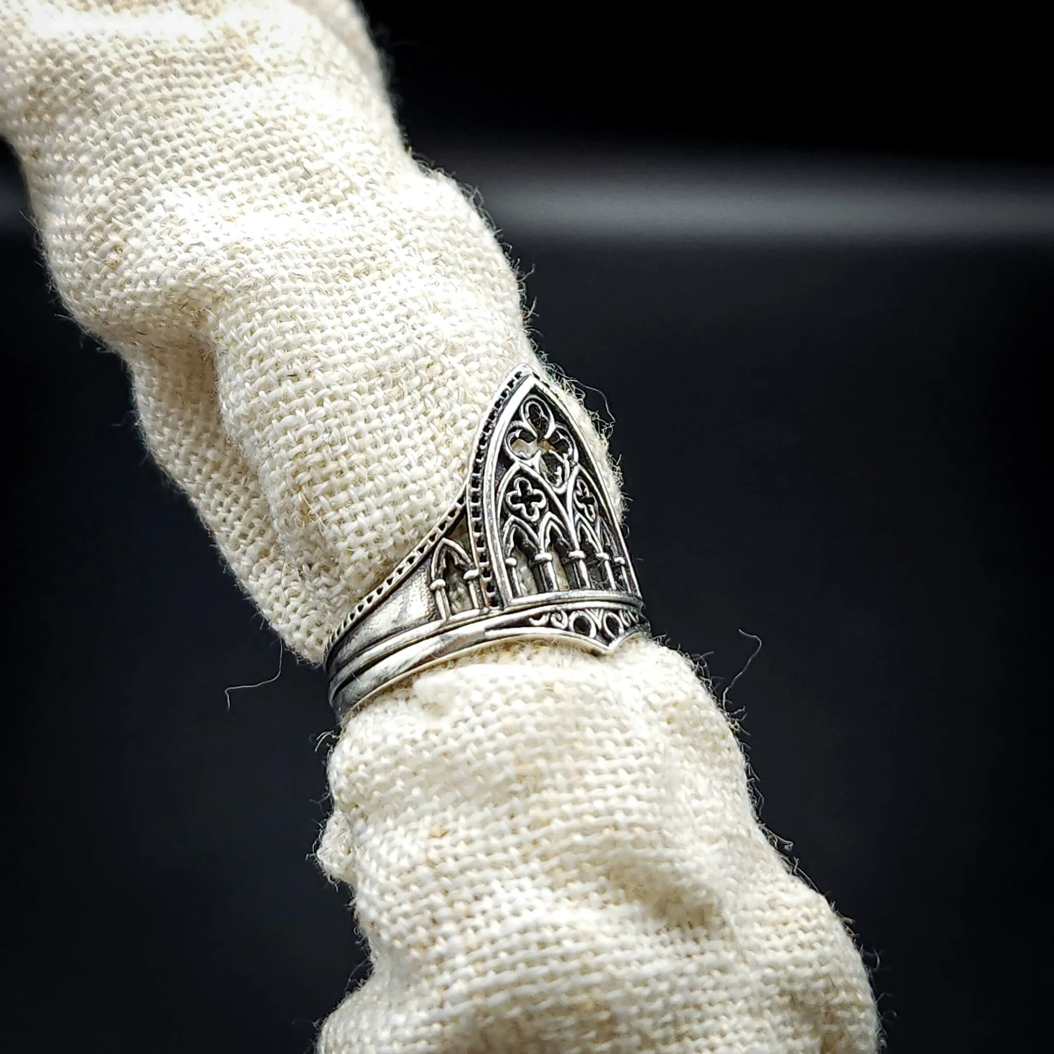 Silver Cathedral Window Ring Set