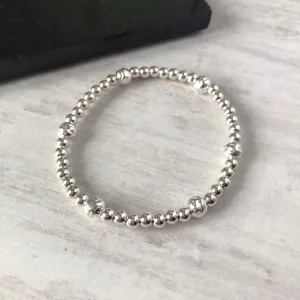 Silver Hammered Bead Bracelet