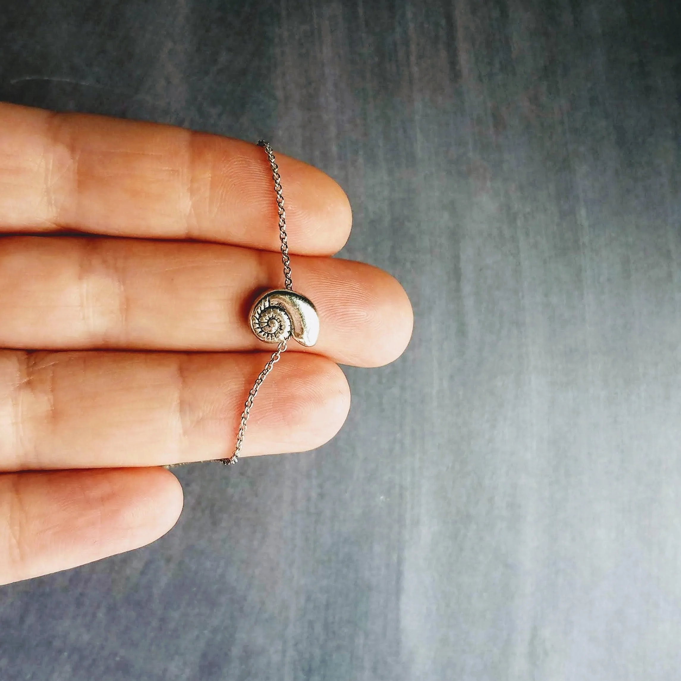 Silver Seashell Necklace, little spiral shell, nautilus necklace, snail shell pendant, silver shell charm, ocean necklace, beach jewelry
