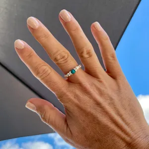 Silver Turquoise Gemstone Bead Ring