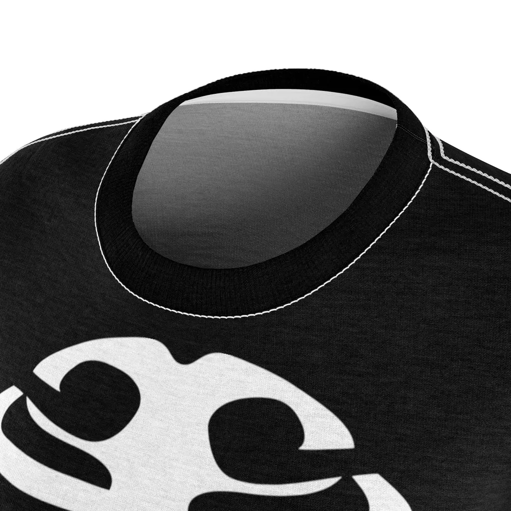 Skeleton Ribs on Black Women's T-Shirt With Skull Sleeves