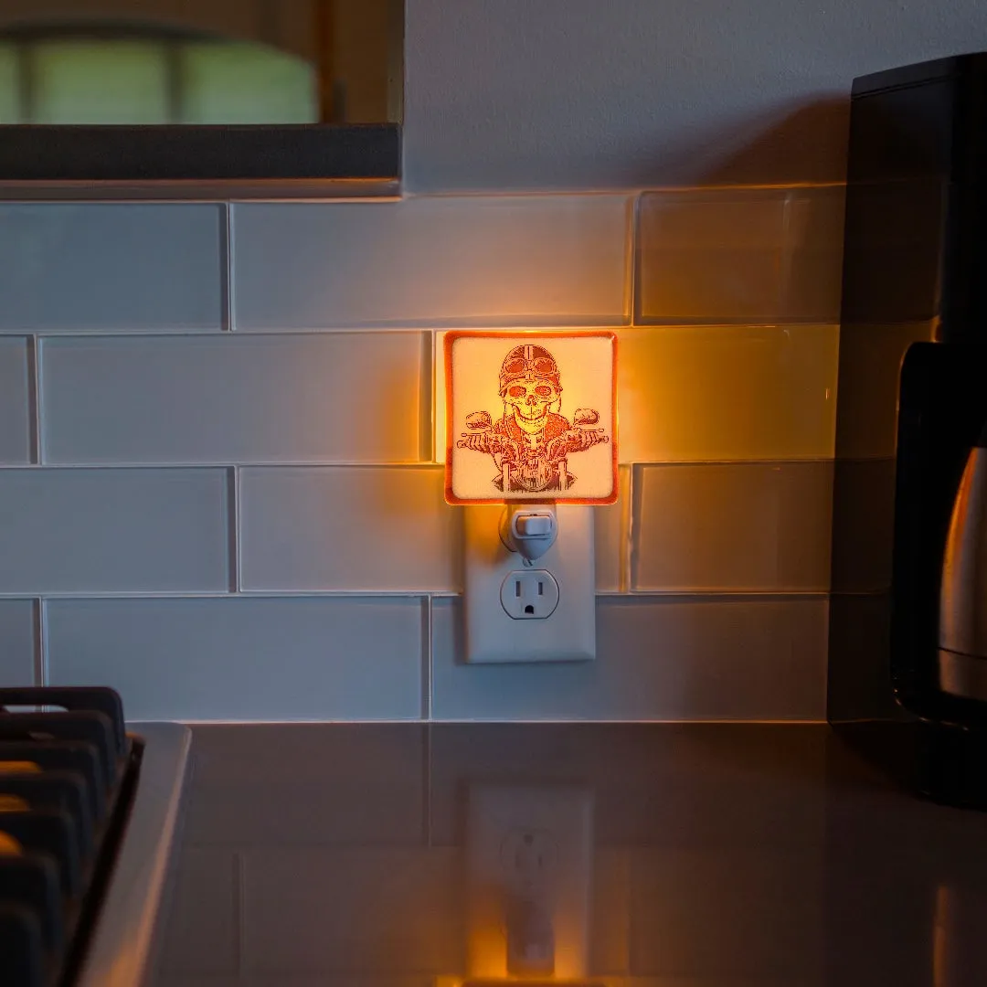 Skeleton Riding Motorcycle Night Light