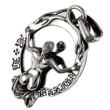 Skeleton Skull Ghost Mirror Sterling Silver Pendant