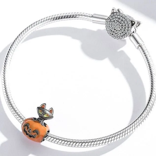 Skeleton Witch & Pumpkin Enamel Charms