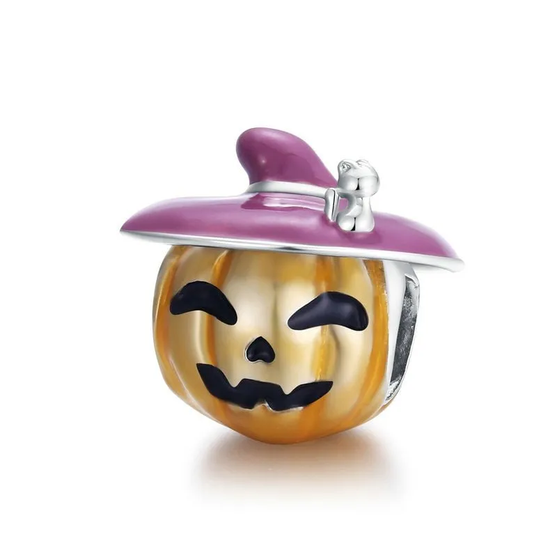 Skeleton Witch & Pumpkin Enamel Charms
