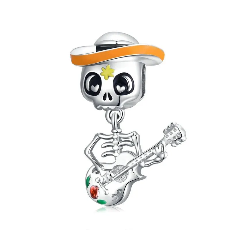 Skeleton Witch & Pumpkin Enamel Charms