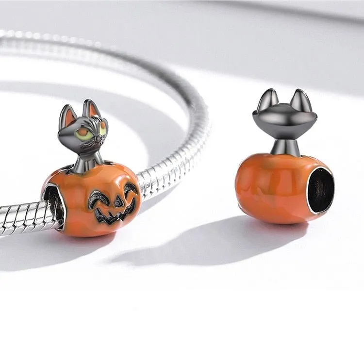 Skeleton Witch & Pumpkin Enamel Charms