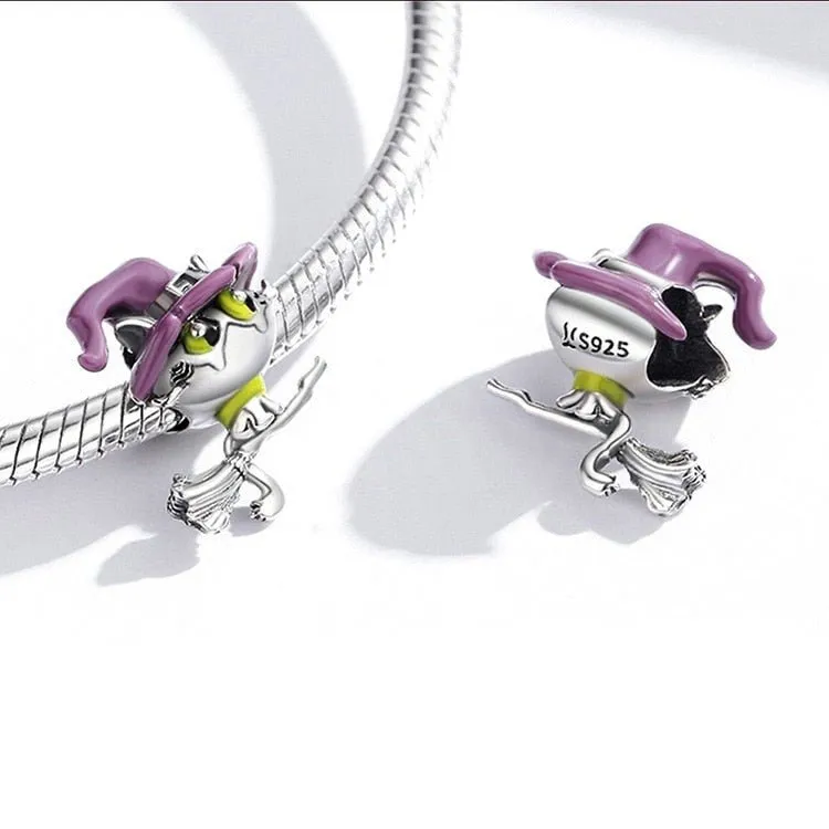 Skeleton Witch & Pumpkin Enamel Charms
